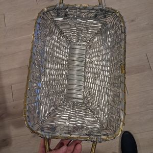 Metal Aluminum Brass Woven Decorative Basket Bowls Vintage Retro